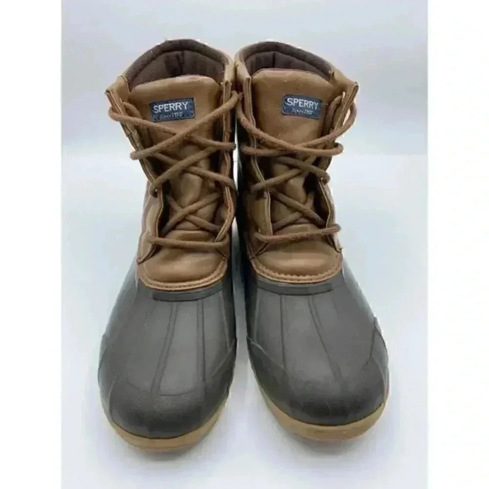 Sperry Port Boots Youth‎ Boys 5 M Brown Leather Duck Rain Lace Up Ankle Outdoors